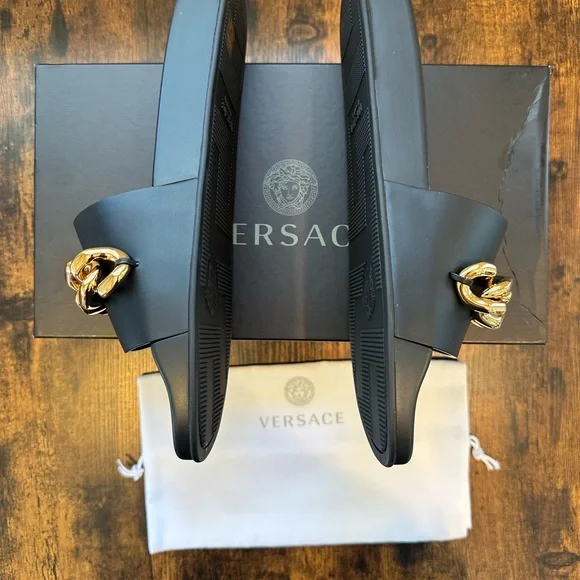 Versace Chain Link Slides - Picture 7 of 15